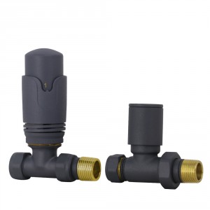 Designer Straight 15mm Anthracite Thermostatic Radiator and Towel Rail Valves