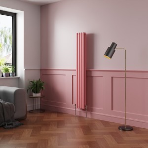 Norden 1600 x 237mm Rose Clair Pink Double Vertical Oval Column Designer Radiator