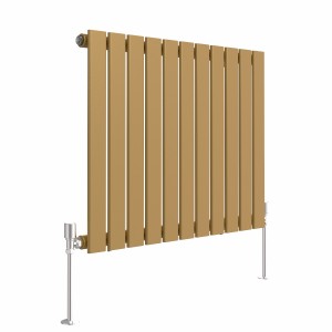 Karlstad 600 x 750mm Metallic Gold Single Flat Panel Horizontal Designer Radiator
