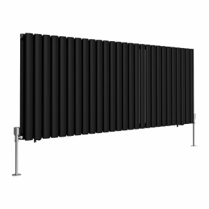 Norden 600 x 1594mm Black Double Horizontal Oval Tube Designer Radiator