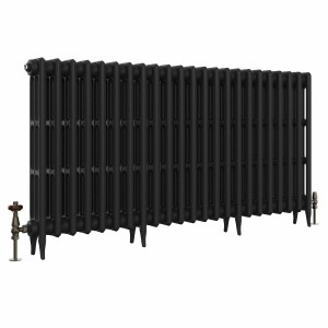 Classic 745 x 1460mm Black Primered Finish Triple Column Cast Iron Radiator - 23 Sections