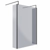 Wasdale 1400mm Black Smoked Walk Through Wet Room Screen with 300mm Hinged Return Screens & L- Shape Support Arms