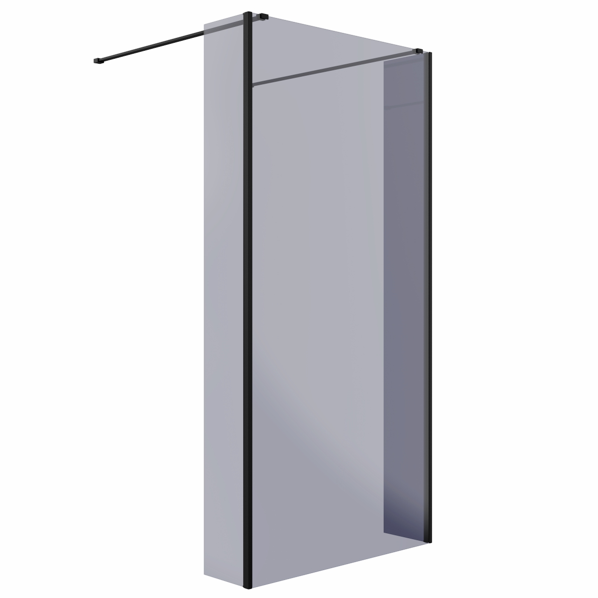 Wasdale 1000mm Black Smoked Walk Through Wet Room Screen with 215mm Hinged Return Screens