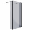 Wasdale 1000mm Black Smoked Walk Through Wet Room Screen with 215mm Hinged Return Screen