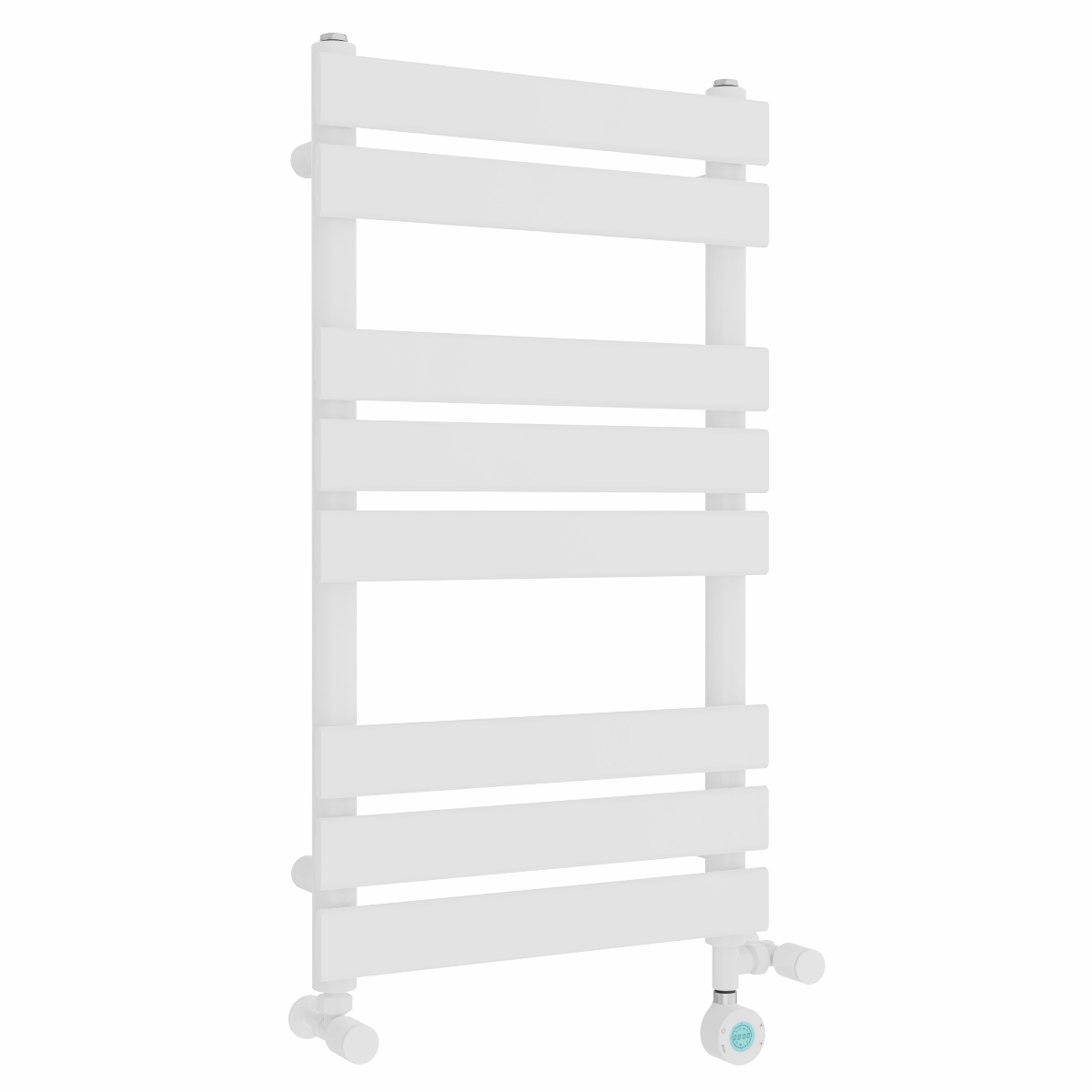 Juva 800 x 450mm Dual Fuel White Flat Panel Thermostatic Touch Control Wifi Electric Heated Towel Rail
