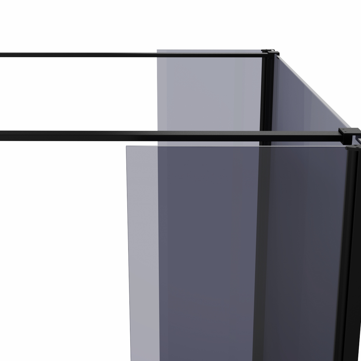 Wasdale 1000mm Black Smoked Walk Through Wet Room Screen with 300mm Hinged Return Screens