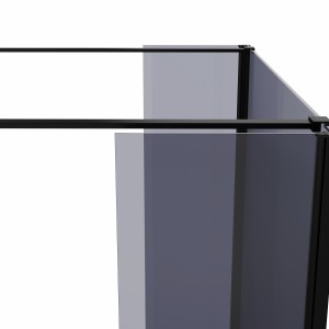 Wasdale 1000mm Black Smoked Walk Through Wet Room Screen with 300mm Hinged Return Screens