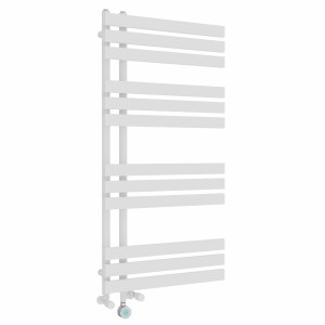 Koli 1200 x 600mm Dual Fuel White Thermostatic Touch Control Wifi Electric Heated Towel Rail