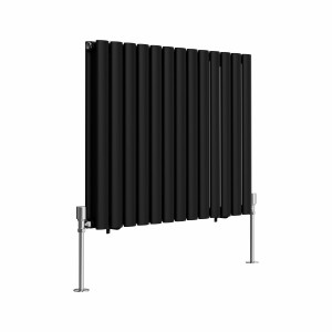 Norden 600 x 768mm Black Double Horizontal Oval Tube Designer Radiator