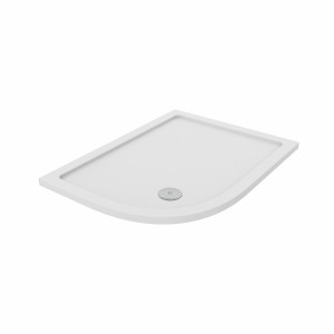Essentials Anti-Slip 1200 x 900mm Left Hand Offset Quadrant Stone Shower Tray White