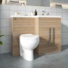 Calm Light Oak Right Hand Combination Vanity Unit Basin L Shape with Back to Wall Splash Toilet & Soft Close Seat & Concealed Cistern - 1100mm
