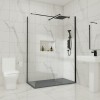 Wasdale 800mm Wet Room Screen with 800mm Wet Room Screen - Black