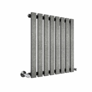 Lulea 600 x 550mm Black Silver Single Horizontal Flat Panel Designer Radiator