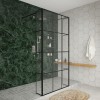 Wasdale 1000mm Black Grid Walk Through Wet Room Screen with 215mm Hinged Return Screens
