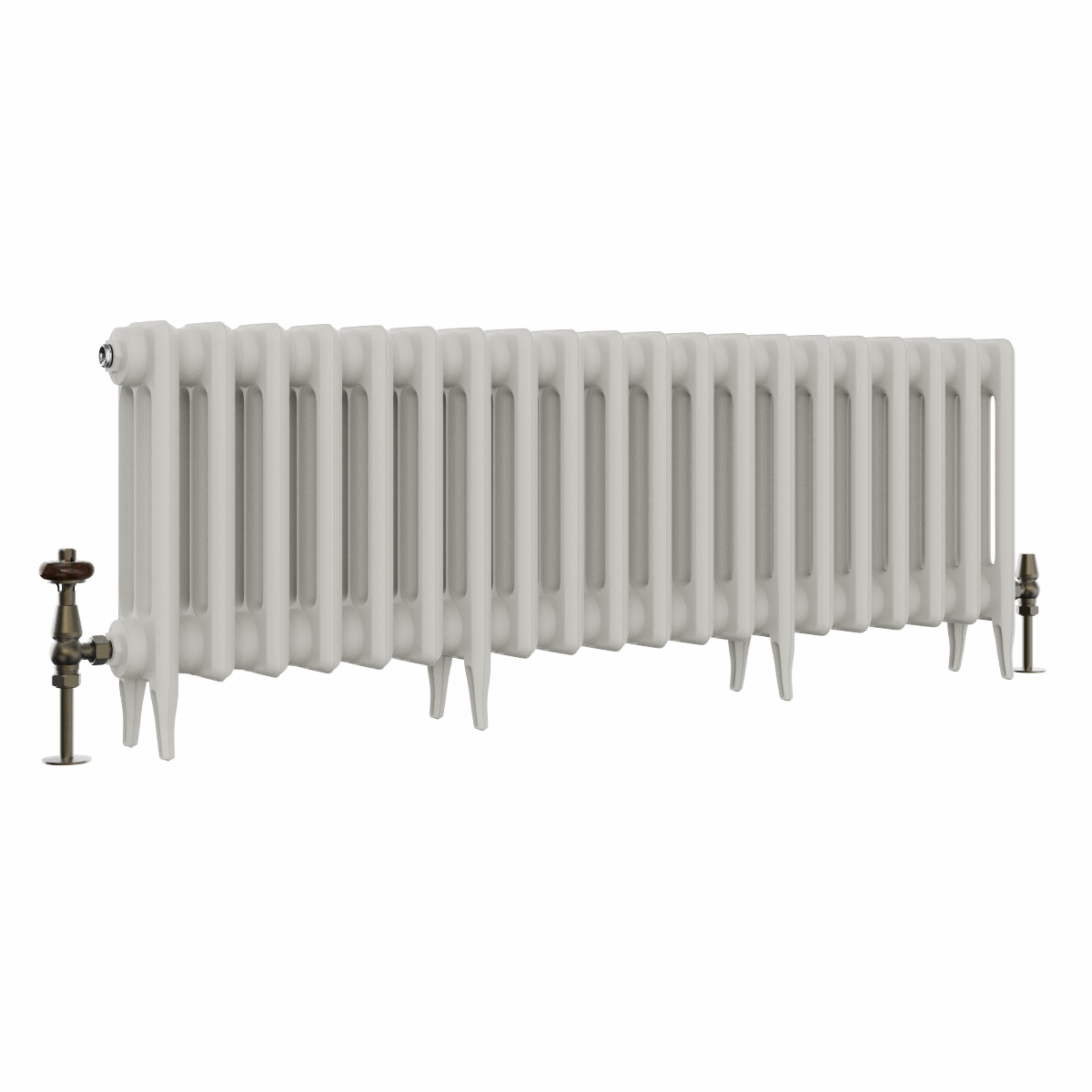 Classic  450 x 1274mm Porcelain White Triple Column Cast Iron Radiator - 20 Sections