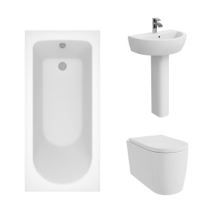 Cordoba Modern Bathroom Suite with Wall Hung Toilet and Essential Single Ended Bath - 1500 x 700mm