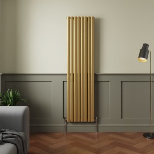 Norden 1800 x 473mm Metallic Gold Single Oval Column Vertical Designer Radiator