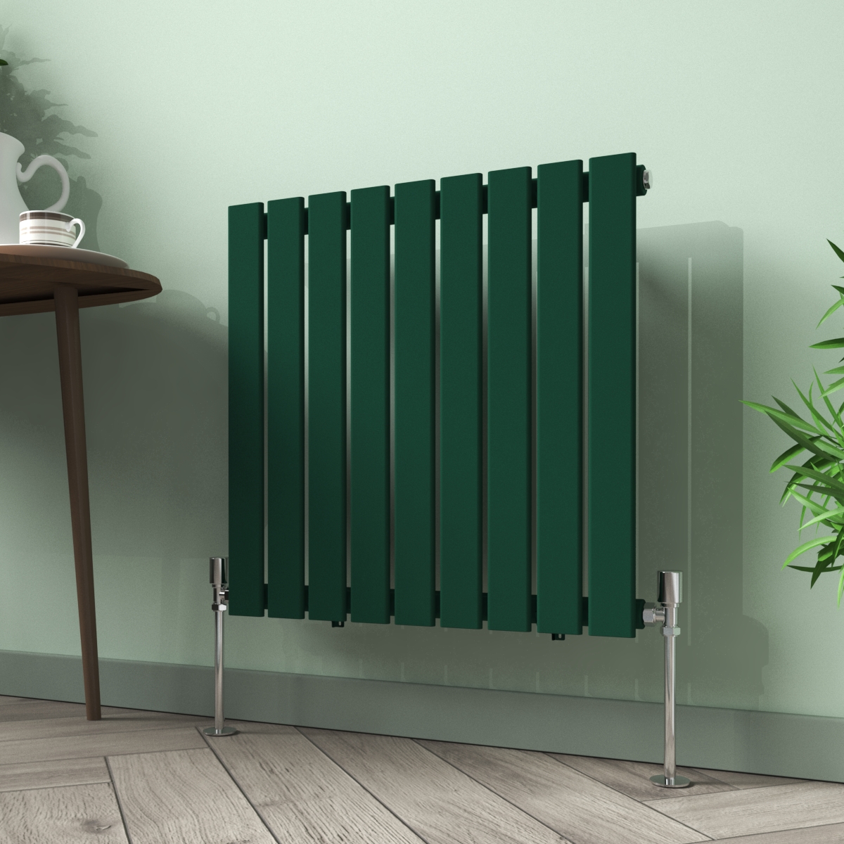 Karlstad 600 x 614mm Moss Green Single Flat Panel Horizontal Designer Radiator
