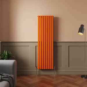 Norden 1600 x 473mm Bright Orange Double Oval Column Vertical Designer Radiator