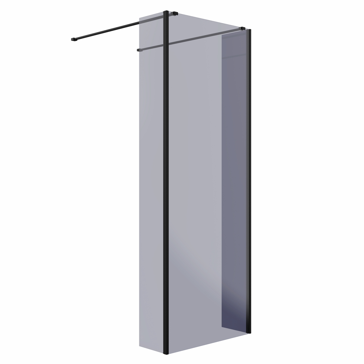 Wasdale 760mm Black Smoked Walk Through Wet Room Screen with 215mm Hinged Return Screens