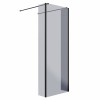 Wasdale 760mm Black Smoked Walk Through Wet Room Screen with 215mm Hinged Return Screen
