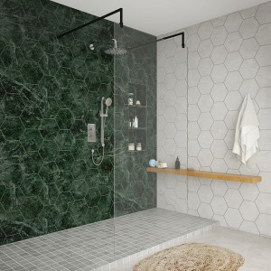 Wasdale 1000mm Black Walk Through Wet Room Screen With L-Shape Support Arms