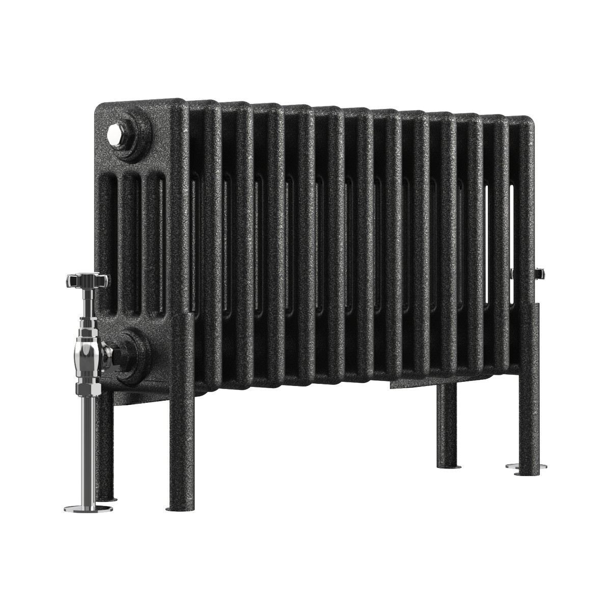 Bern 300 x 605mm Black Silver Four Column Horizontal Traditional Radiator