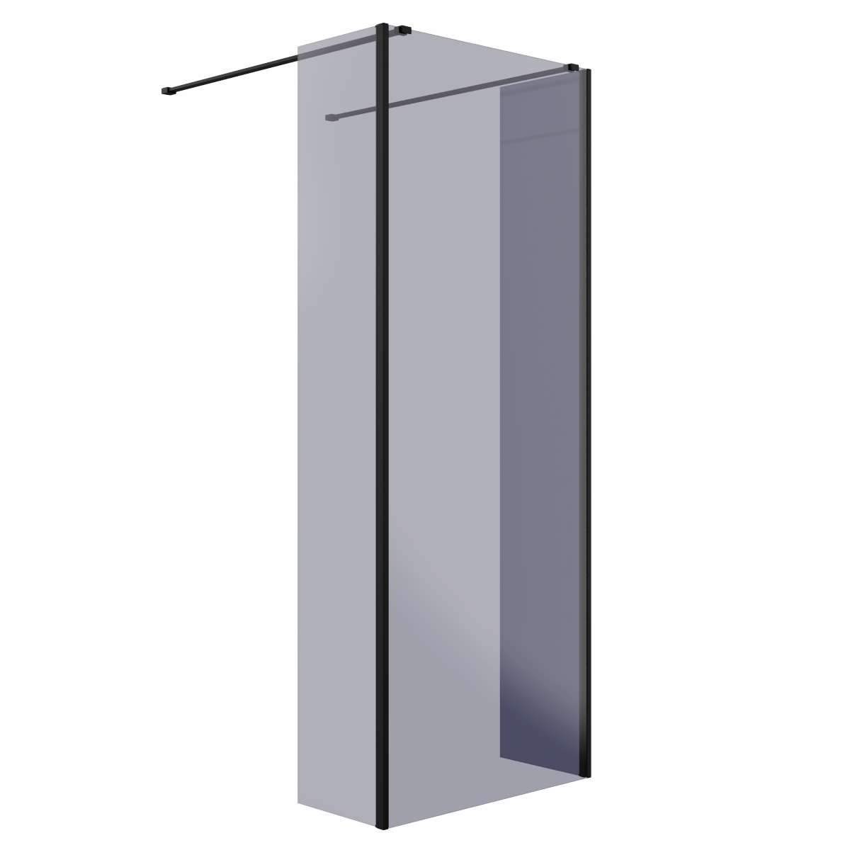 Wasdale 800mm Black Smoked Walk Through Wet Room Screen with 300mm Hinged Return Screens