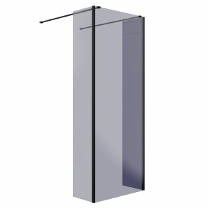 Wasdale 800mm Black Smoked Walk Through Wet Room Screen with 300mm Hinged Return Screens