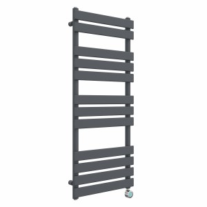 Juva 1200 x 500mm Sand Grey Flat Panel Thermostatic Touch Control Electric Heated Towel Rail