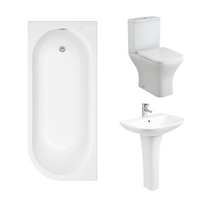 Feel Curved Bathroom Suite with Left Hand J Shape Bath