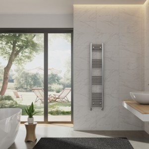 Bergen 1400 x 300mm Straight Chrome Heated Towel Rail