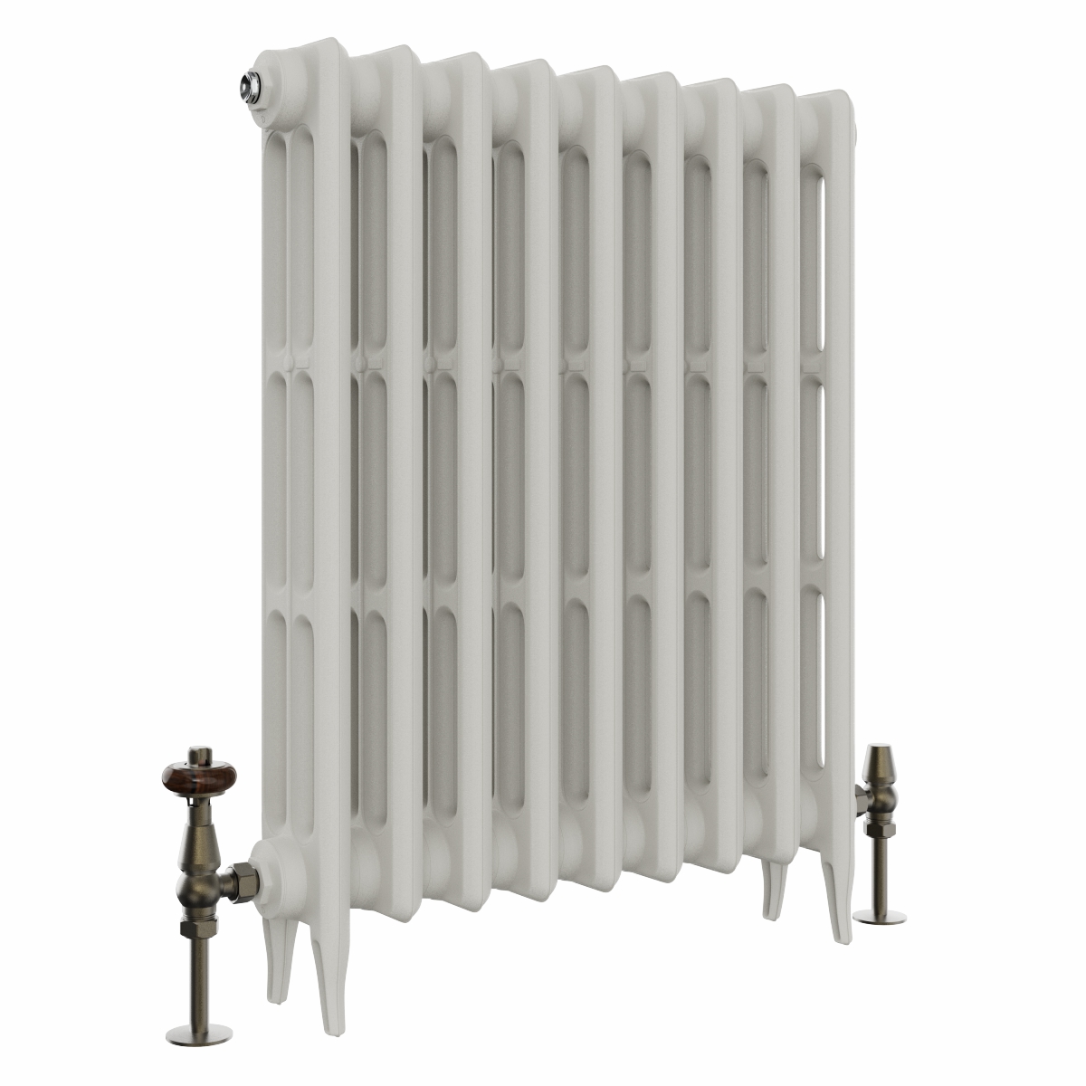 Classic  745 x 592mm  Porcelain White Triple Column Cast Iron Radiator - 9 Sections