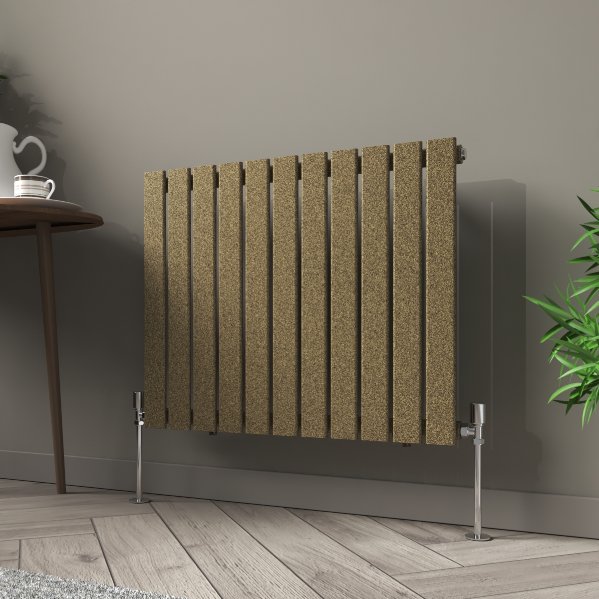 Karlstad 600 x 750mm Black Gold Single Horizontal Flat Panel Designer Radiator