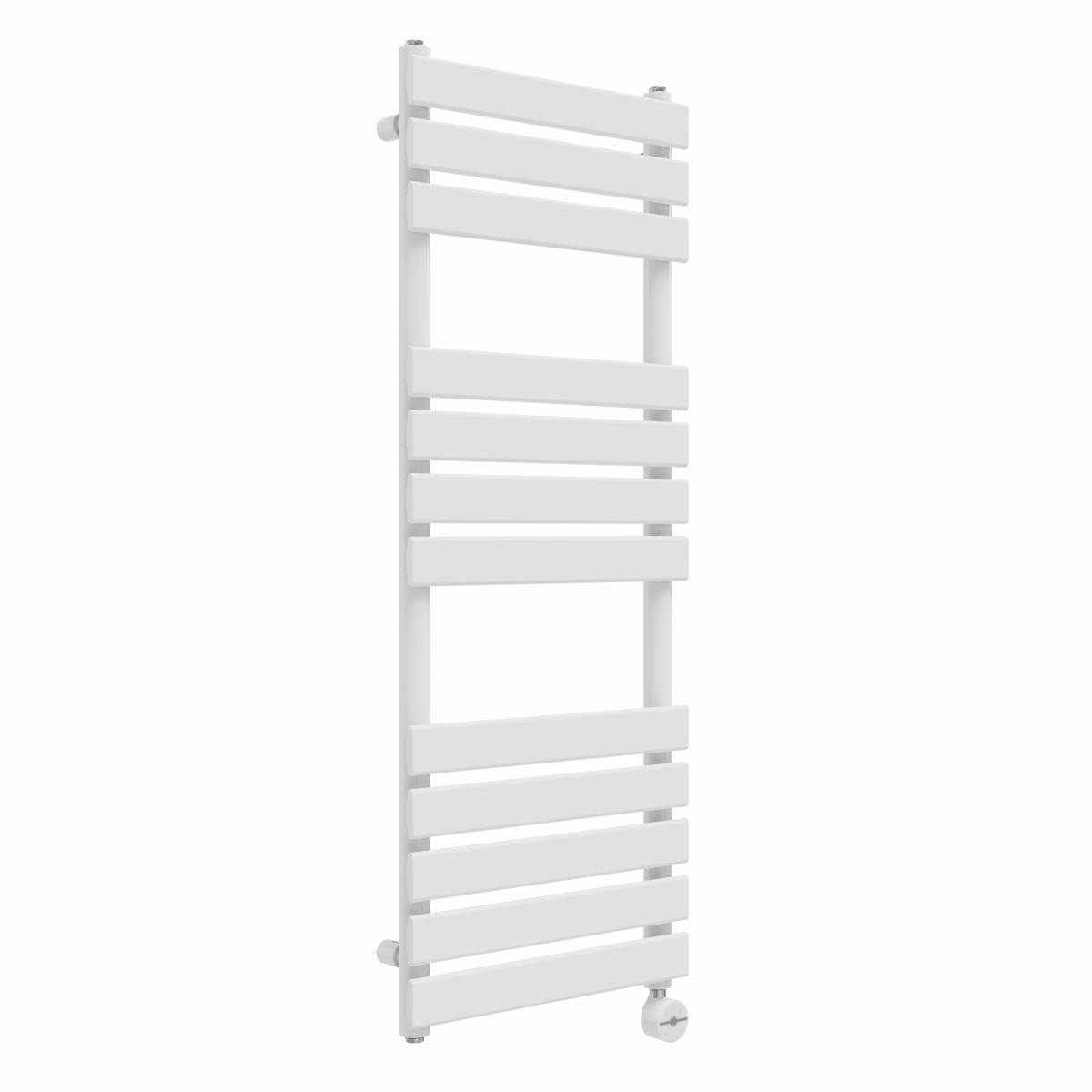 Juva 1200 x 450mm White Flat Panel Thermostatic Touch Control Electric Heated Towel Rail