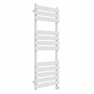 Juva 1200 x 450mm White Flat Panel Thermostatic Touch Control Electric Heated Towel Rail