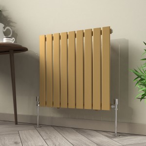 Karlstad 600 x 614mm Metallic Gold Single Flat Panel Horizontal Designer Radiator