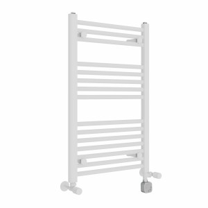 Bergen 800 x 500mm Dual Fuel Straight White Thermostatic Electric Heated Towel Rail