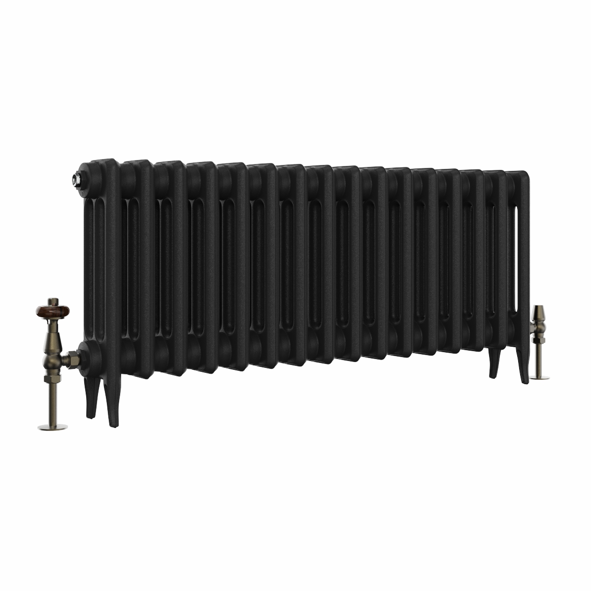 Classic 450 x 1026mm Black Primered Finish Triple Column Cast Iron Radiator - 16 Sections