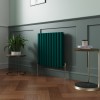 Norden 600 x 591mm Blue Green Double Oval Column Horizontal Designer Radiator
