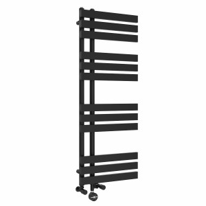 Koli 1200 x 450mm Dual Fuel Black Thermostatic Touch Control Electric Heated Towel Rail