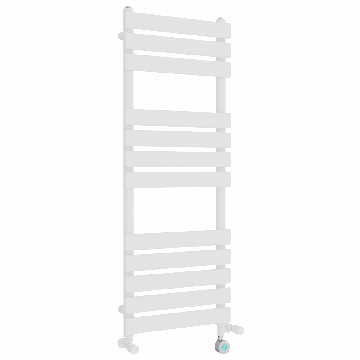 Juva 1200 x 450mm Dual Fuel White Flat Panel Thermostatic Touch Control Wifi Electric Heated Towel Rail