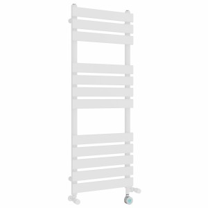 Juva 1200 x 450mm Dual Fuel White Flat Panel Thermostatic Touch Control Wifi Electric Heated Towel Rail