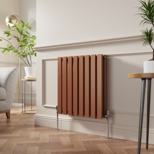 Lulea 600 x 550mm Metallic Bronze Double Flat Panel Horizontal Designer Radiator