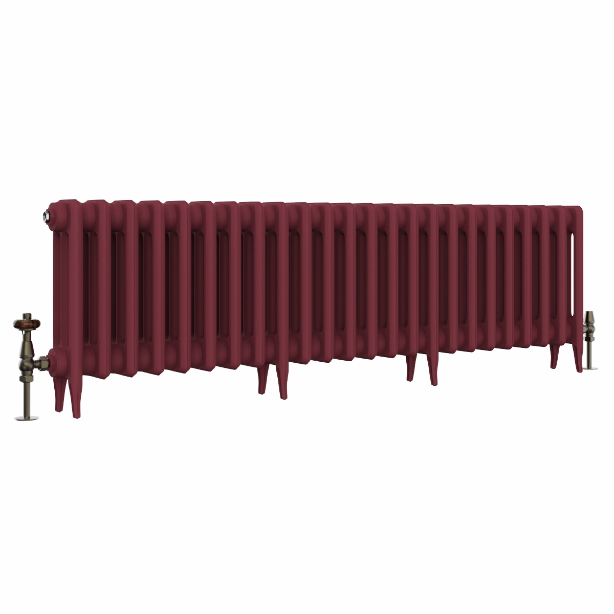 Classic  450 x 1522mm Farrow & Ball Eating Room Red Triple Column Cast Iron Radiator - 24 Sections