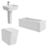 Cordoba Square Modern Bathroom Suite with Back to Wall Toilet and Essential Single Ended Bath - 1700 x 700mm - Front & End Bath Panel Included