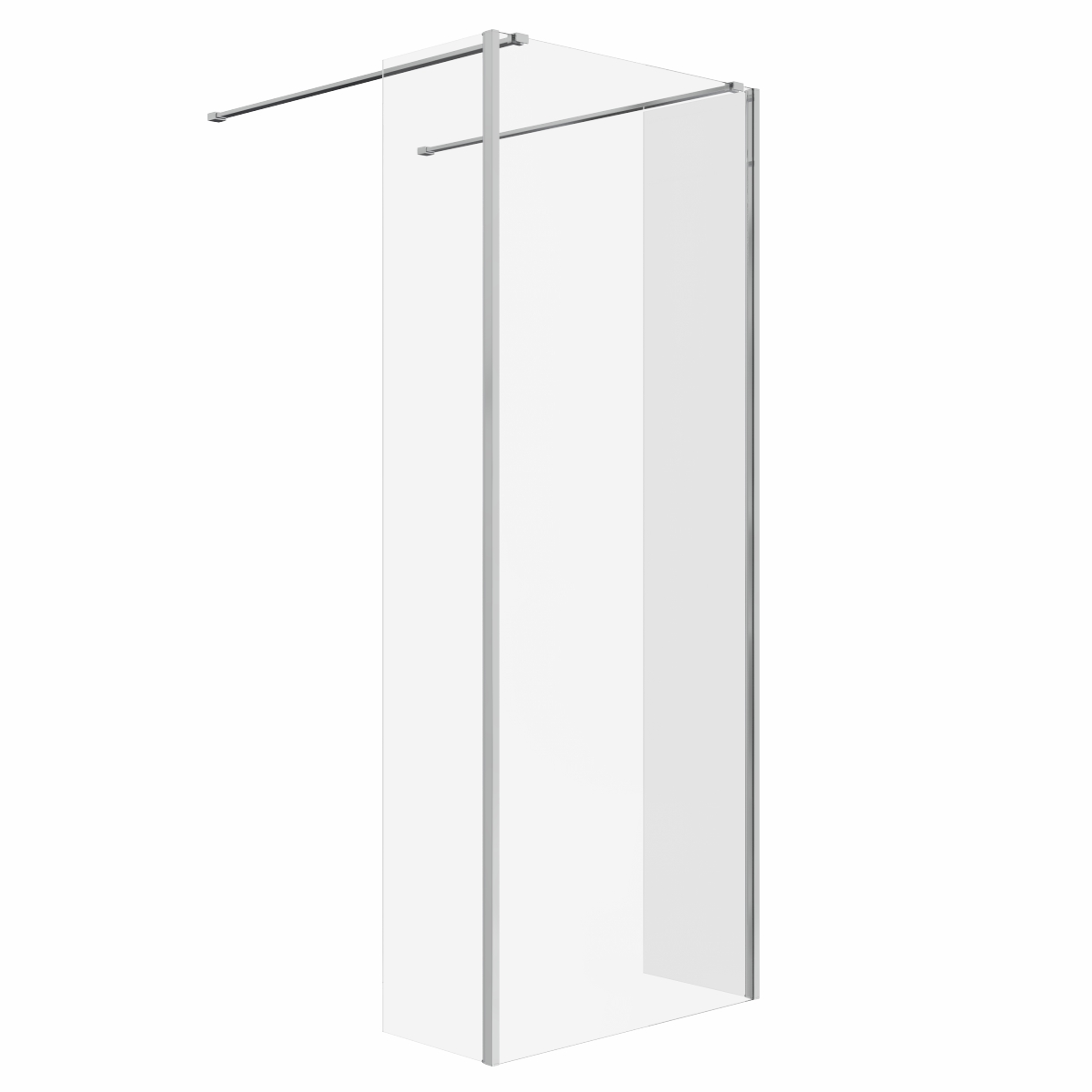 Wasdale 800mm Chrome Walk Through Wet Room Screen with 300mm Hinged Return Screens