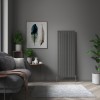 Karlstad 1800 x 682mm Black Silver Single Vertical Flat Panel Designer Radiator