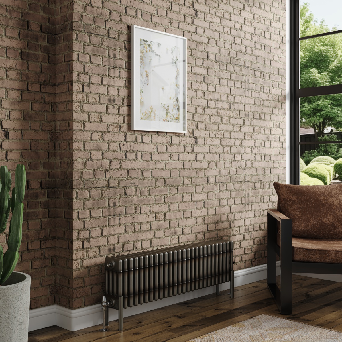 Bern 300 x 1190mm Raw Metal Four Column Horizontal Traditional Radiator