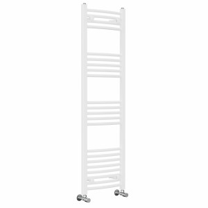 Fjord 1400 x 400mm Curved White Heated Towel Rail